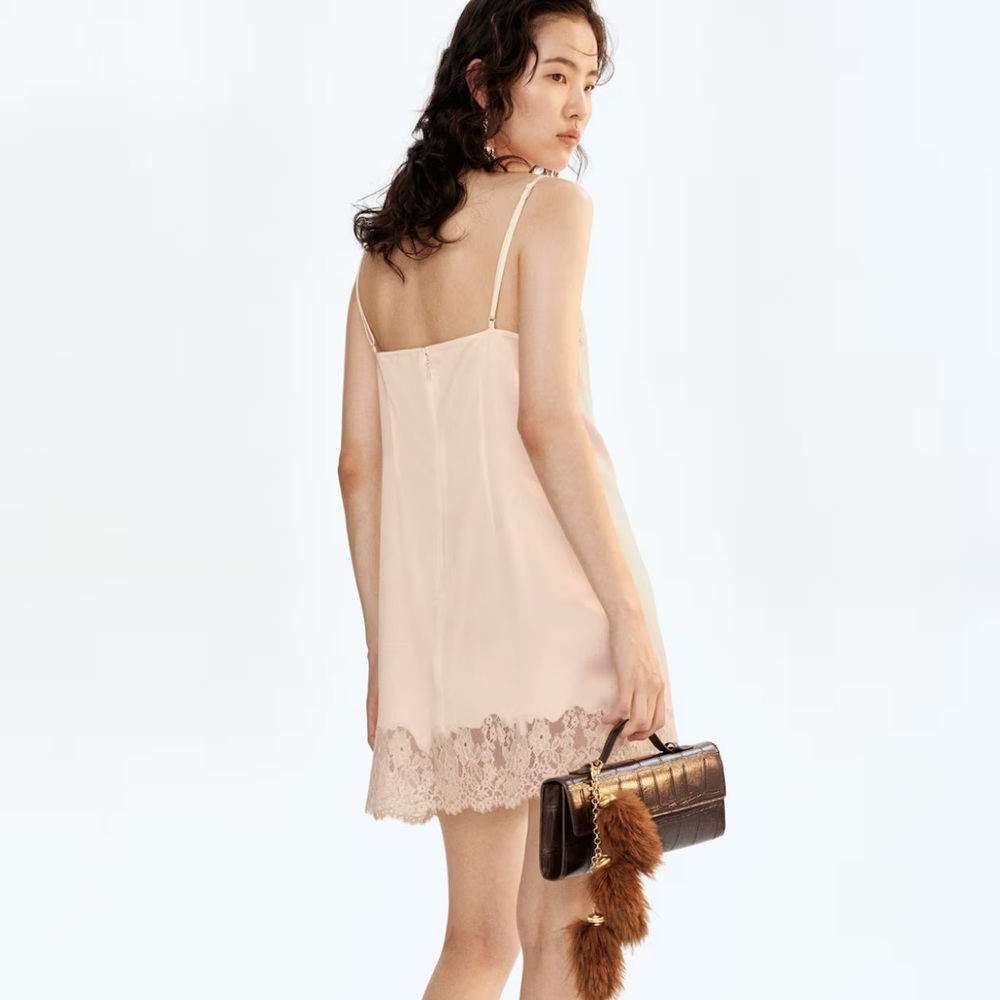 H&M Light Beige Lace Satin Dress - Picture 3 of 6